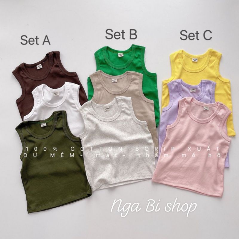 SÉT 3 ÁO BA LỖ COTTON XUẤT DƯ SIÊU MỀM MÁT CHO BÉ