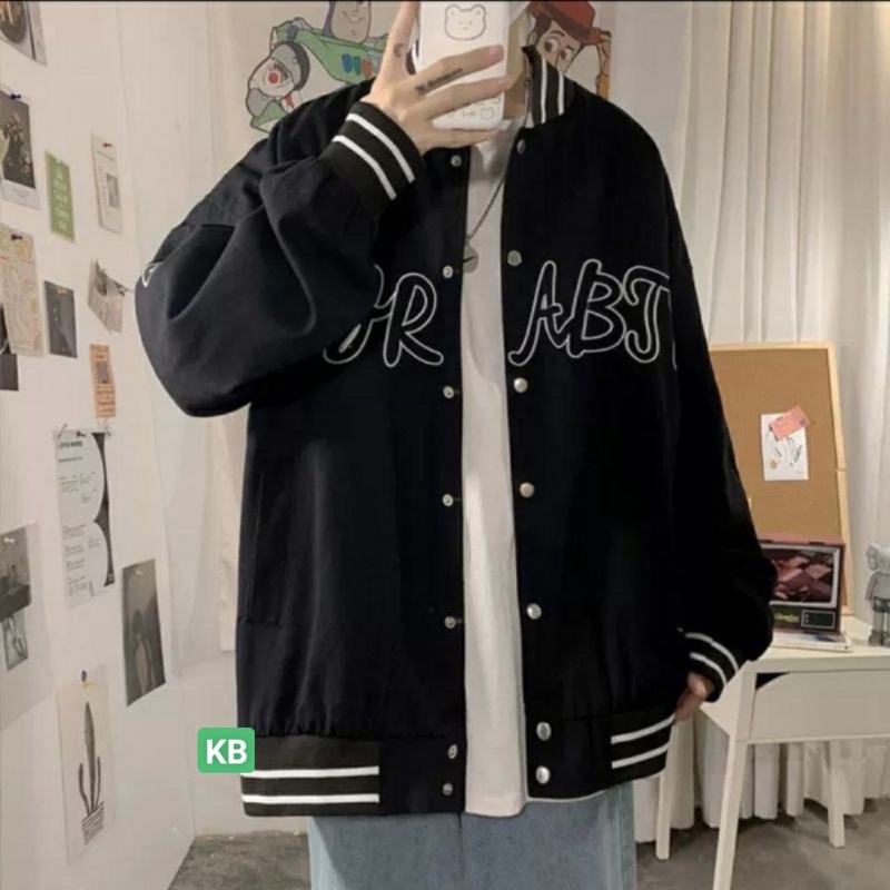 Áo Khoác Bomber ABJ Gió 1 Lớp From Thụng Dáng Unisex Nam Nữ