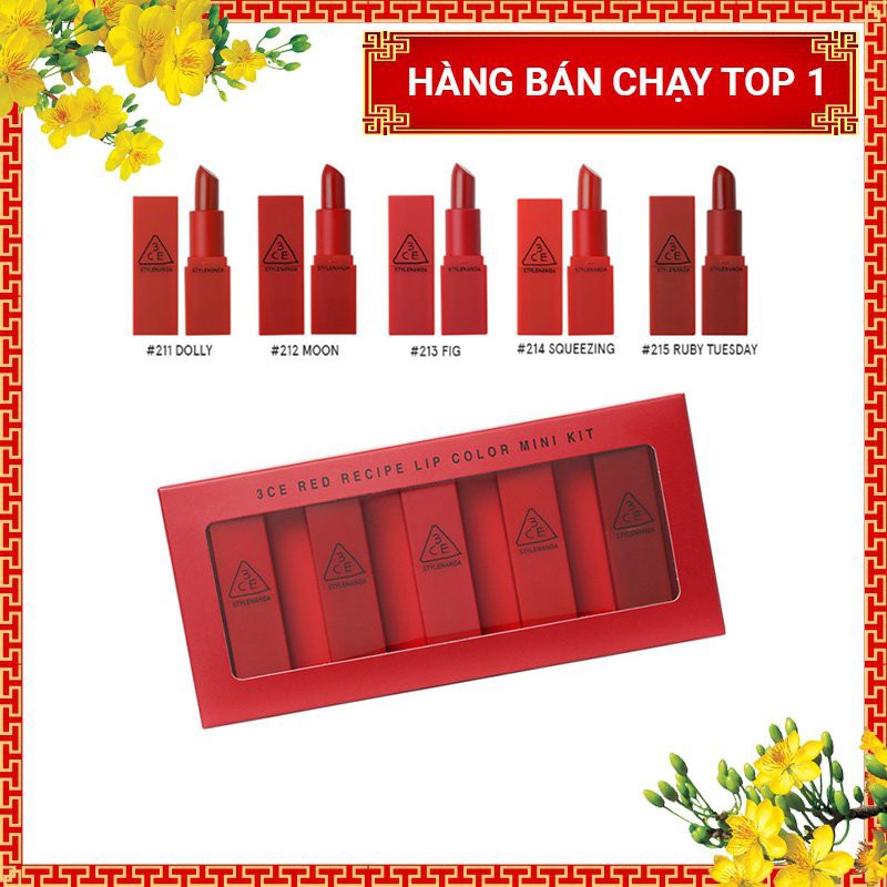 Set son sáp 3CE 5 cây mini tone đỏ | BigBuy360 - bigbuy360.vn