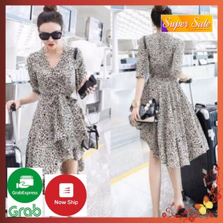 Đầm da báo đuôi cá sang trọng - váy đầm lụa nhập 2 lớp cao cấp xếp tầng đuôi cá siêu sang