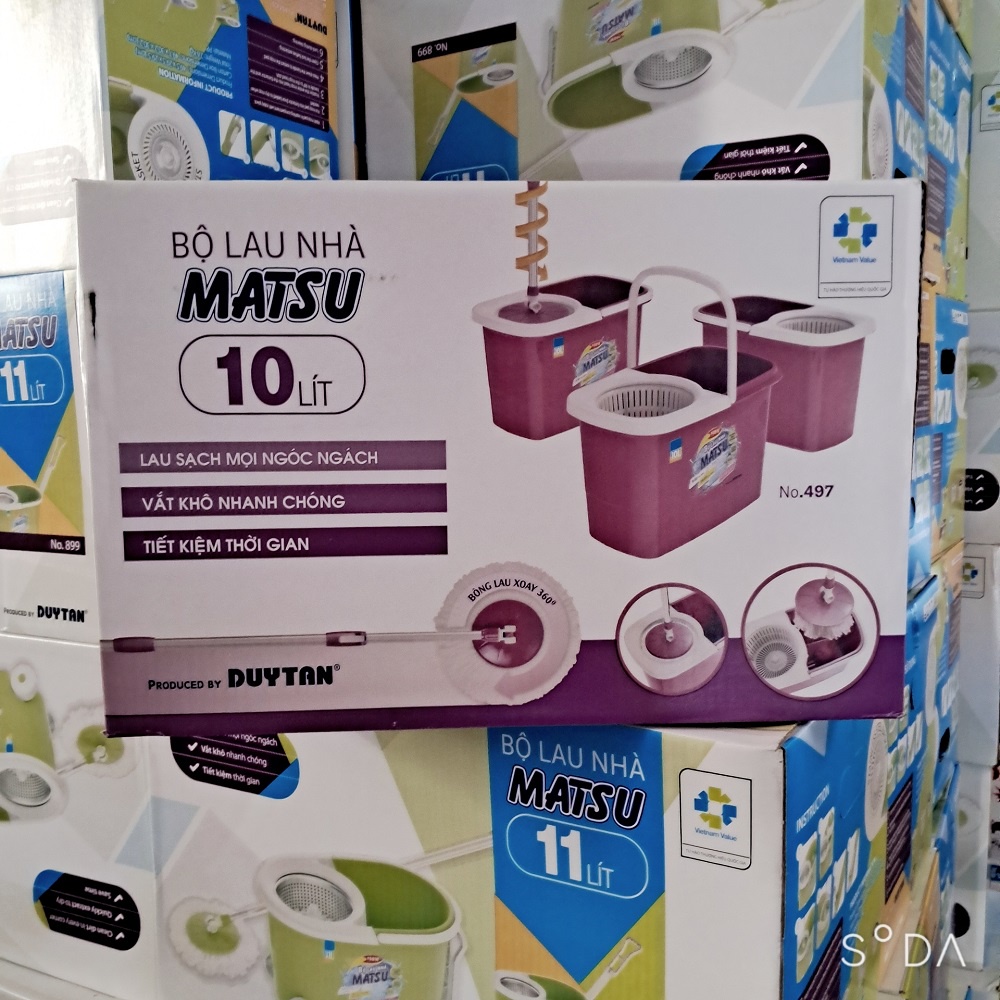 Bộ Cây Lau Nhà Và Thùng Vắt  Duy Tân 10 lít / 11 lít 360 Độ Có Bánh Xe Bằng Nhựa Cao Cấp