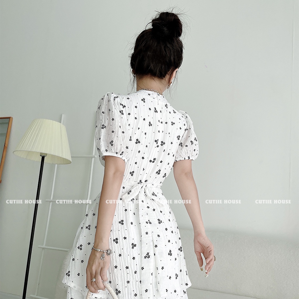 - ĐẦM ĐAN DÂY NGỰC XÒE TẦNG BUỘC EO - MH10