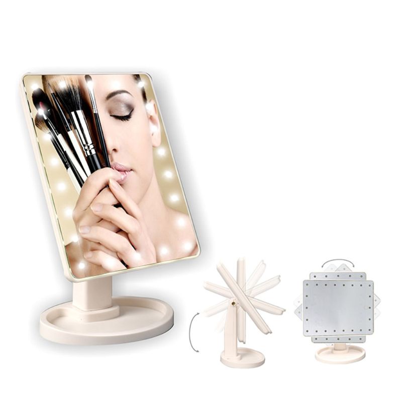 Gương Trang Điểm Để Bàn Cảm Ứng Xoay 360 Độ Có Đèn° Gương Trang Điểm Xoay Được Tiện Dụng