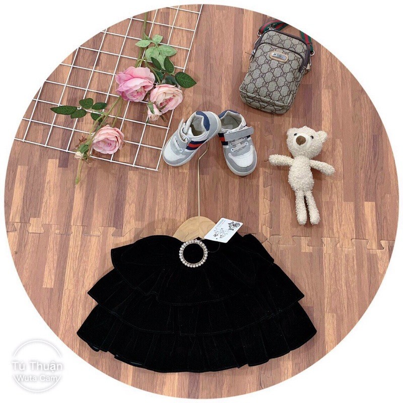 Chân váy nhung 3 tầng cao cấp cho bé gái 10-25kg