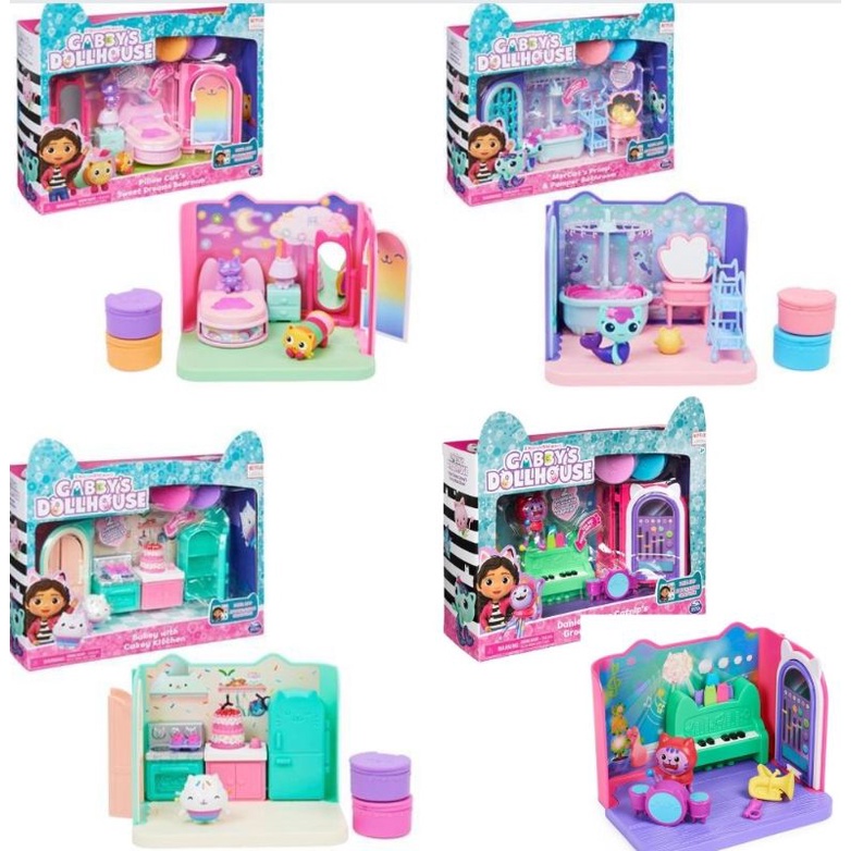 Gabby Dollhouse: Bộ đồ chơi Nhà búp bê Gabby ở phòng ngủ, phòng tắm, phòng bếp và phòng nhạc