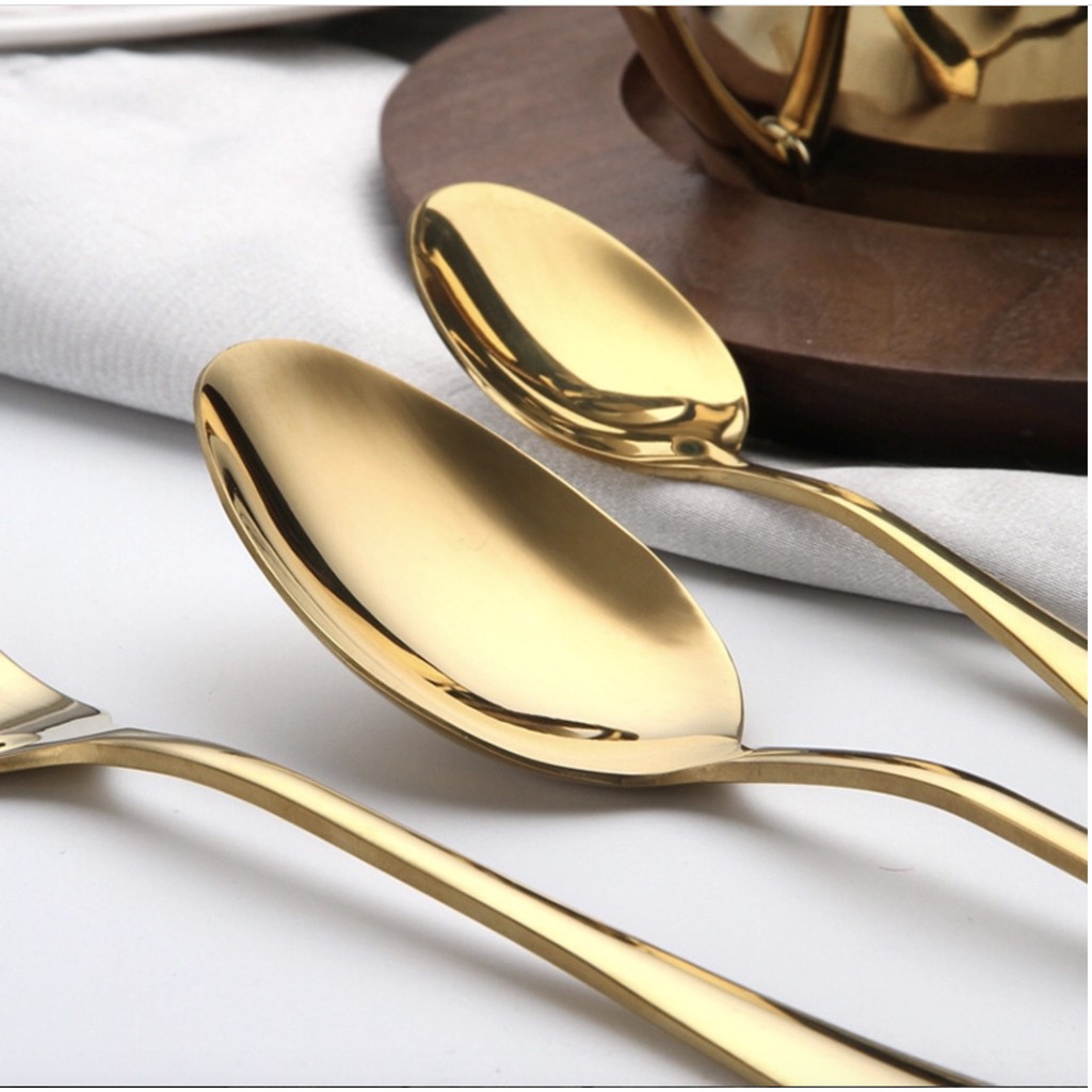 Bộ Dụng Cụ ăn Beefsteak cao cấp Gold Stainless Steel 24pcs - HanruiOffical