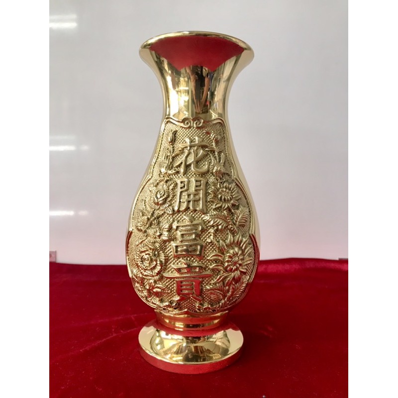 Lọ Hoa Bằng Đồng, Bình Bông Hoa Khai Phú Quý của Vĩnh Tiến cao 25cm