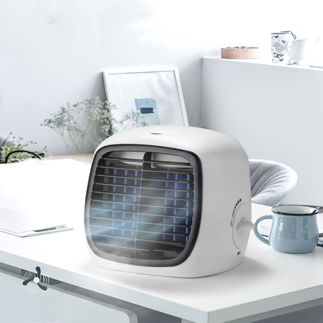 Quạt điều hòa hơi nước mini để bàn siêu mát có khay đựng nước và đá mẫu mới 2021 QDH03-GH02-QT