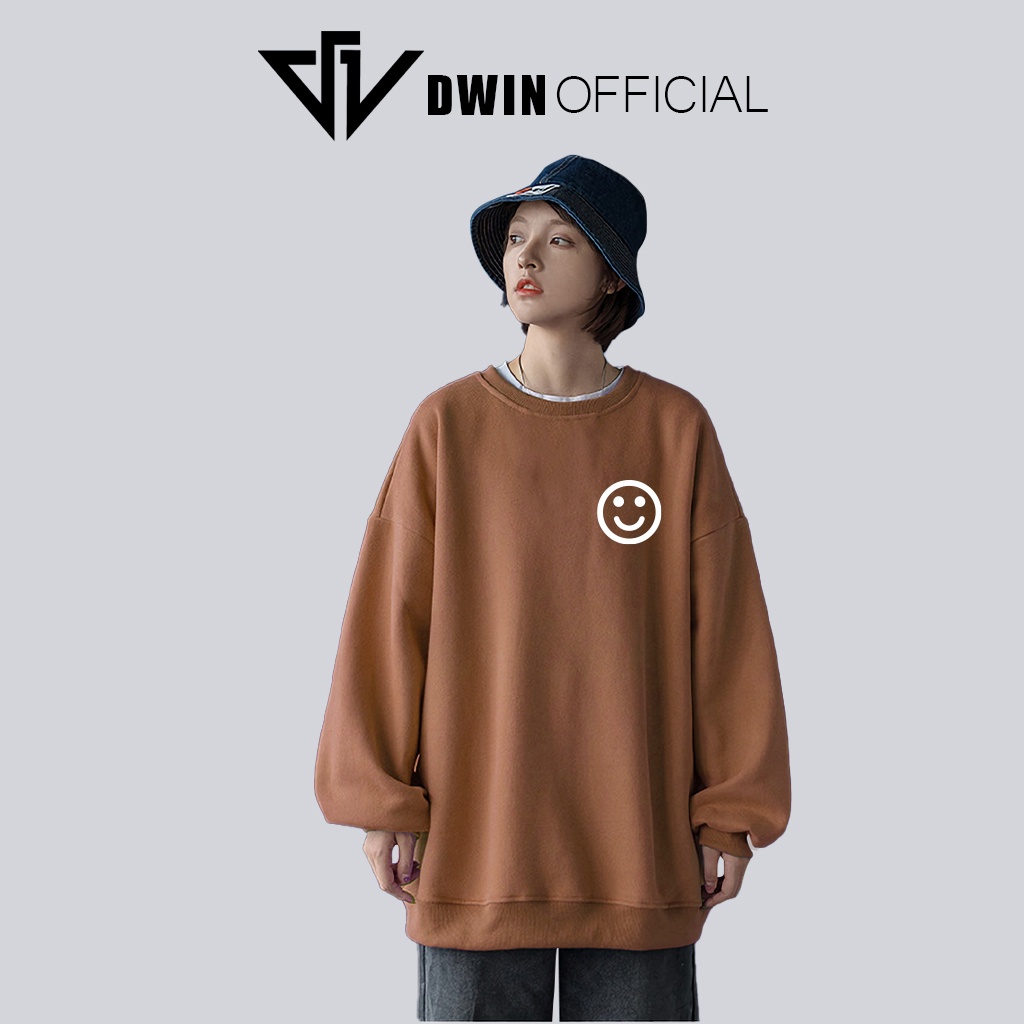 Áo sweater nỉ mặt cười unisex DWIN basic nam nữ form rộng oversize local brand SP00087