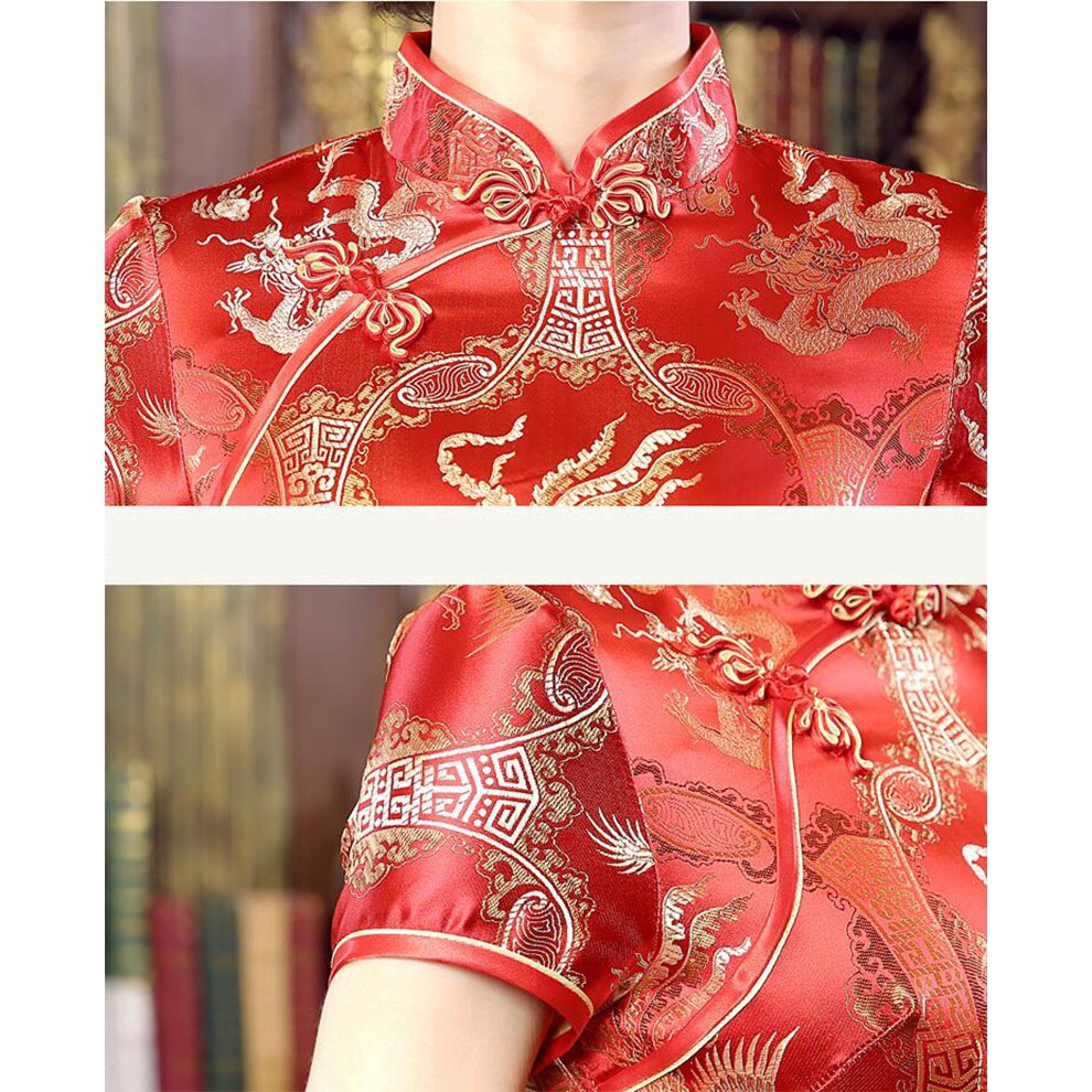 Long Cheongsam Slim Vintage Women Phoenix Dress Tang Suit Plus Size Dresses | BigBuy360 - bigbuy360.vn