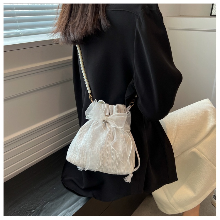 Túi Xách Đeo Vai Dây Rút Đính Nơ Thời Trang Nữ Tính