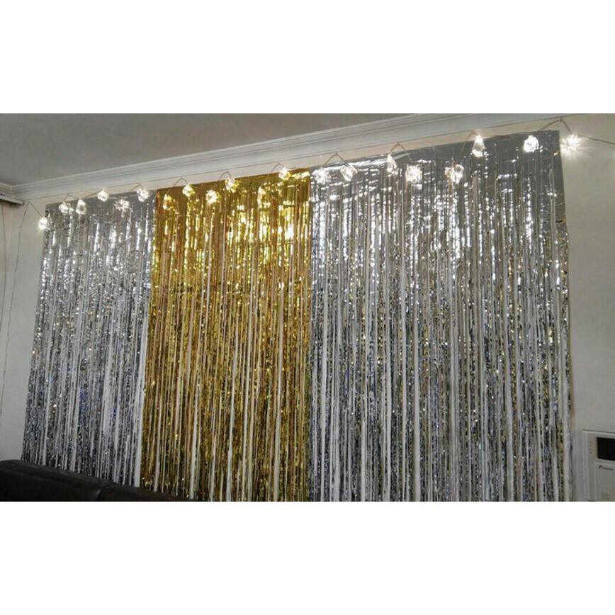 Rèm kim tuyến metalic trang trí backgroud/ backdrop sinh nhật, party 1m x 2m (3m)