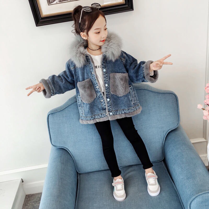 Áo Khoác Bò Lót Lông Cừu Cho Bé Gái  15-45kg Thời Trang Baby Quảng Châu