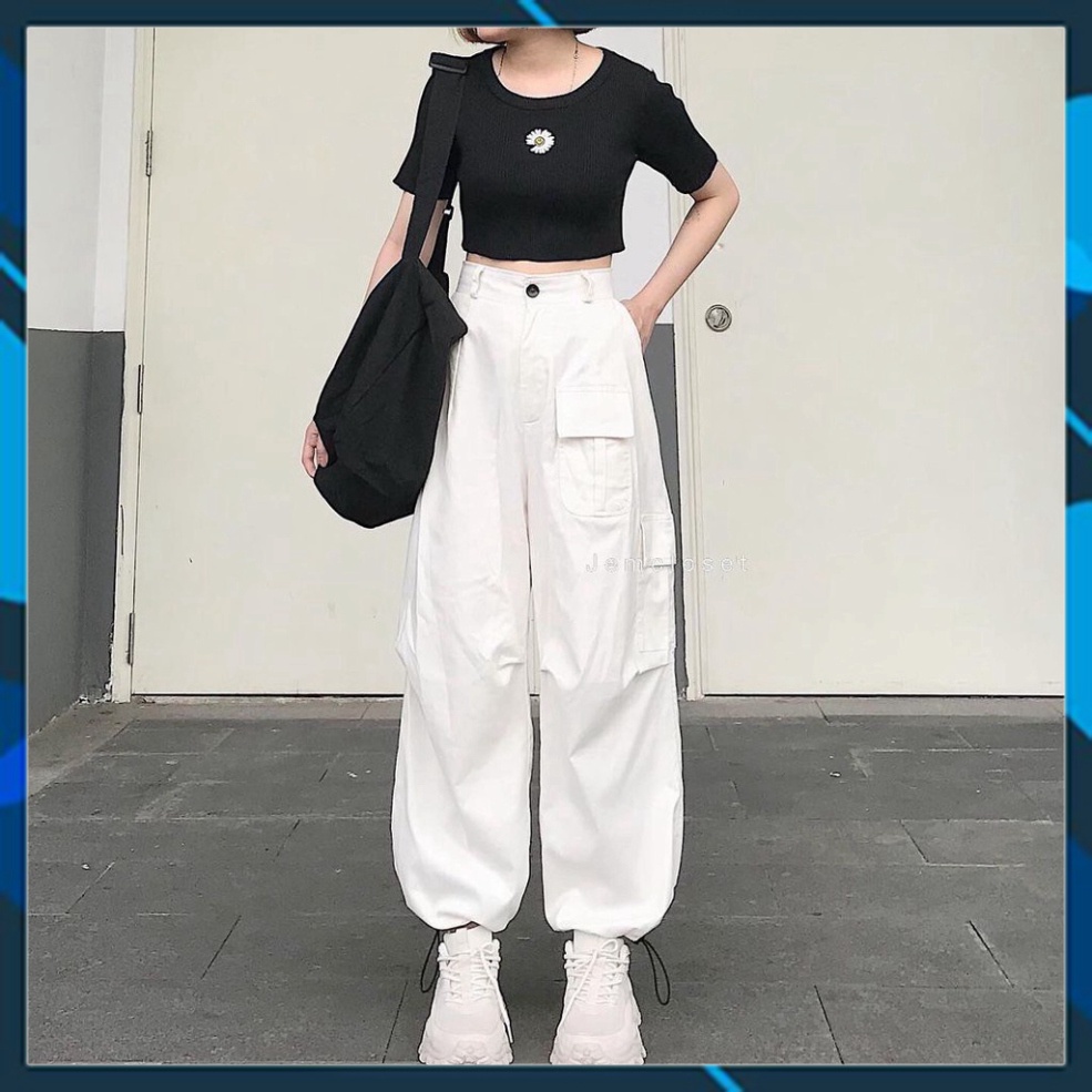 Quần Nữ Xinh 👉 Quần Jogger Dây Rút Túi Hộp Aseon ✔ Quần Baggy Kaki Trắng Mặc 2 Mới Về Suông Bo Khoá Kéo Cúc Cài Box Pan