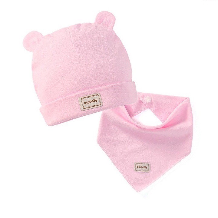 CÓ BÁN LẺ - Set mũ yếm cotton cao cấp dày dặn thoáng mát  cho trẻ sơ sinh