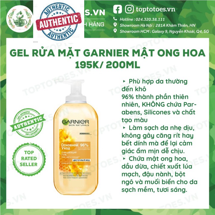 Gel rửa mặt & Kem dưỡng Garnier Skin Active Honey Flower Nourishing chứa mật ong hoa cho da thường - khô