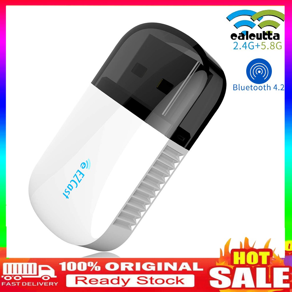 Usb Wifi Băng Tần Kép 2.4g / 5g Bluetooth 4.2 Dongle Cho Pc Laptop