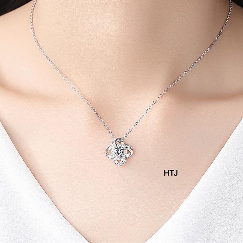Dây chuyền nữ mặt xoáy đính đá nhỏ xinh -Chuẩn bạc ta (ảnh thật)