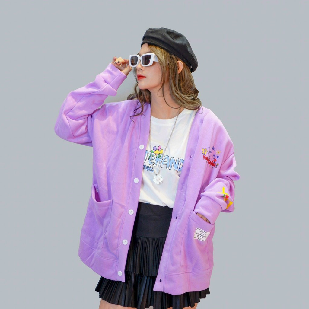 𝗡𝗘𝗪 𝗔𝗥𝗥𝗜𝗩𝗔𝗟💢  Áo Khoác Nữ Cardigan Nỉ Ngoại Cao Cấp không xù Hottrend chữ Yellow Flicker | BigBuy360 - bigbuy360.vn