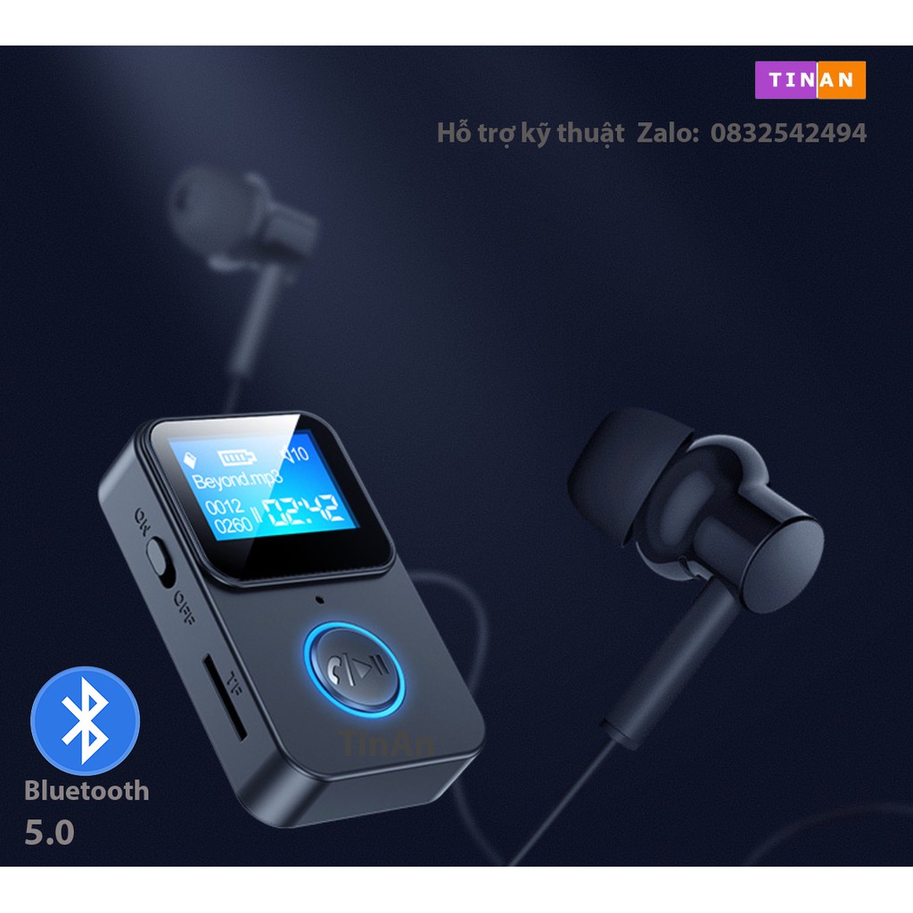 Thiết Bị Chuyển Đổi Bluetooth V5.0 C33, Micro tích hợp sẵn, Thêm chức năng Bluetooth vào tai nghe và loa