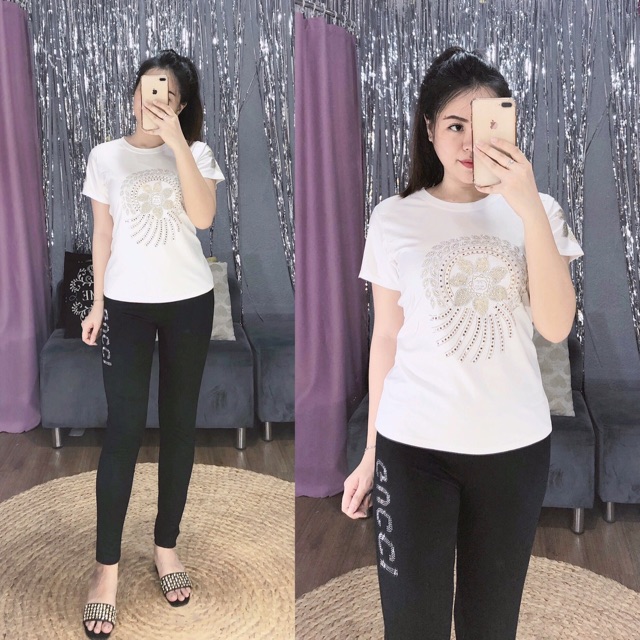 ĐỒ BỘ THUN THÁI COTTON ĐÍNH ĐÁ QC