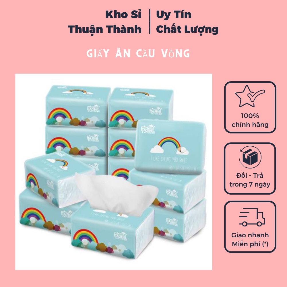 Giấy ăn cầu vồng siêu dai cao cấp - set 10 gói (KHOSKHOSI)