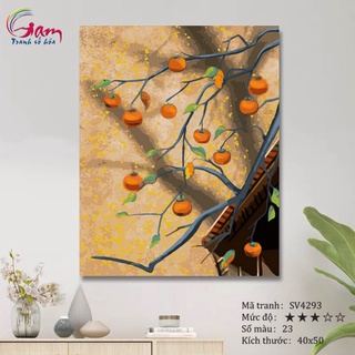 Tranh trang trí tự tô màu theo số Gam cây hồng chín SV4293