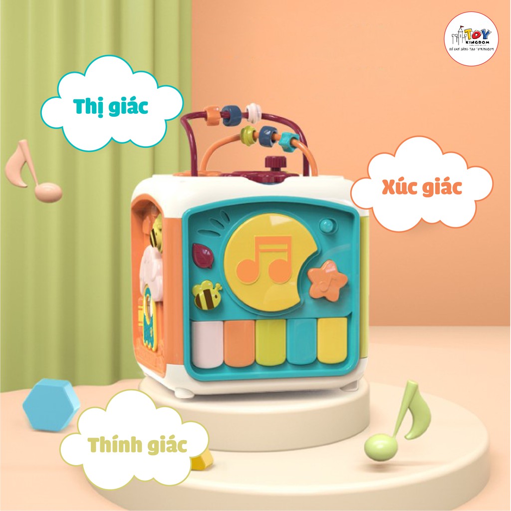 Đồ Chơi Âm Nhạc 6 Mặt Nhạc Tiếng Anh Woa Toys Có Đàn, Trống, Thả Hình Khối Dành Cho Bé từ 6 Tháng