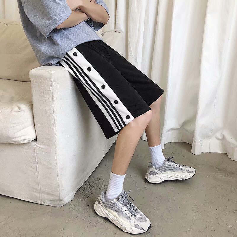 Quần đùi lửng ống rộng họa tiết cúc bấm thời trang unisex/ Quần sooc thể thao nam nữ phong cách hàn quốc_veestore | BigBuy360 - bigbuy360.vn