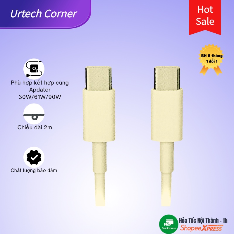 Cáp sạc USB-C Urtechcornert Charge Cable độ dài 2m thích hợp cho Macbook Air/Pro/Ipad Pro hàng chất lượng cao