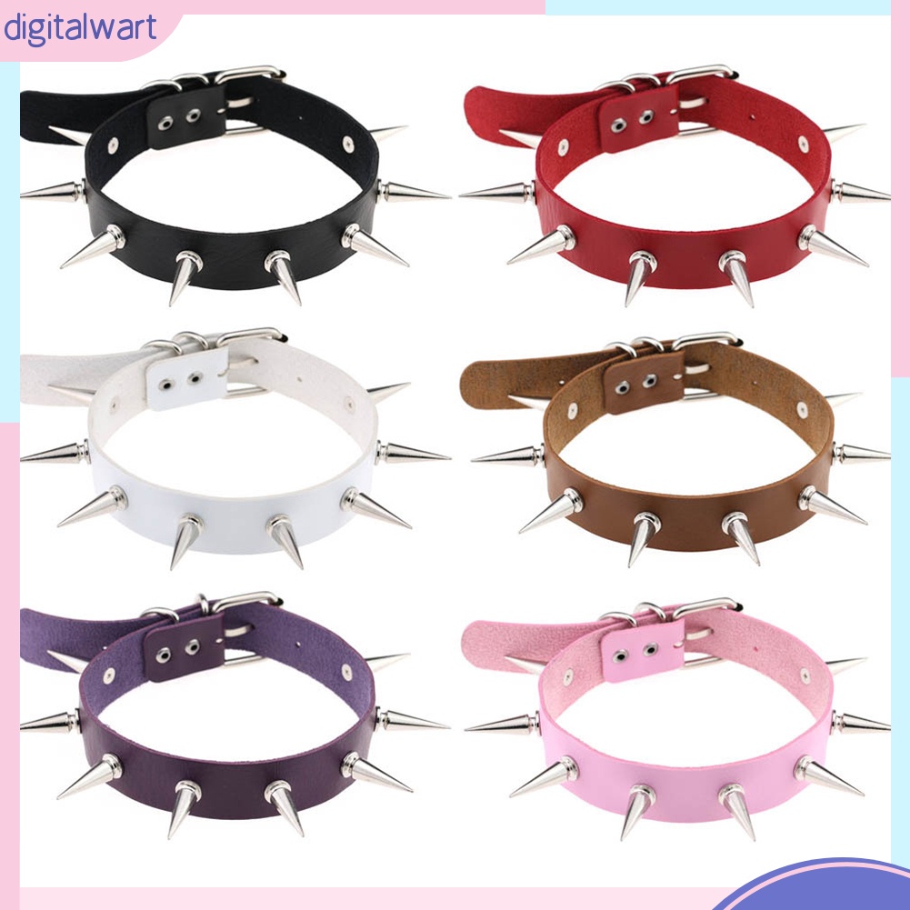 Vòng cổ choker da đính đinh tán cá tính nhiều màu sành điệu cho nữ