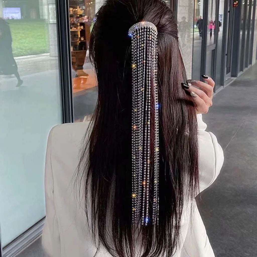 Kẹp Tóc Dây Xích Dài Lấp Lánh Dễ Phối Đồ Sử Dụng Hàng Ngày