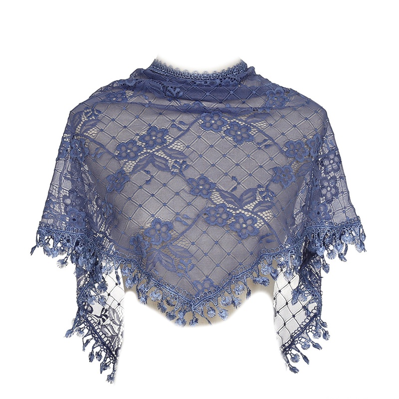 Khăn Choàng Ren Tam Giác In Họa Tiết Hoa Nhẹ Nhàng Cho Nữ