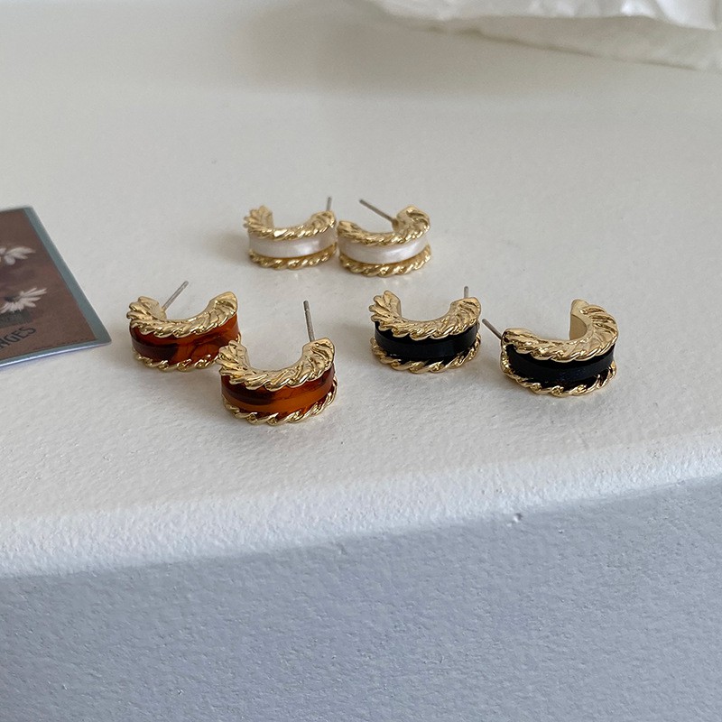 Khuyên tai kẹp không bấm lỗ chốt cố định K176 bằng hợp kim mạ vàng hình chữ C dáng ngắn Leous Accessories