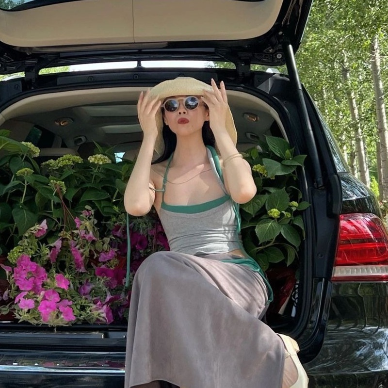 Áo Tank Top Hai Dây Màu Sắc Tùy Chỉnh Thời Trang Mùa Hè Xinh Xắn Cho Nữ