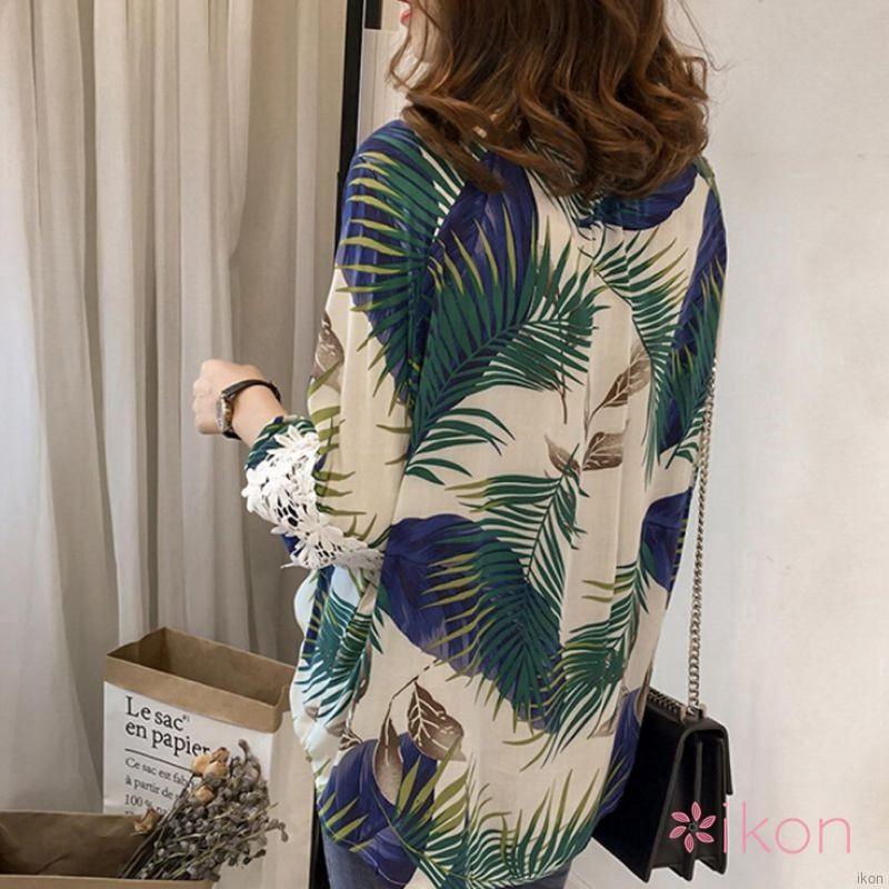 Áo kiểu phối ren in họa tiết thời trang dành cho nữ