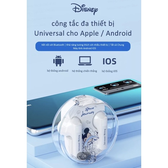 Tai nghe Disney Bluetooth LK-11 Gấu Dâu Hồng - Gấu Pooh - Mickey Siêu Đẹp
