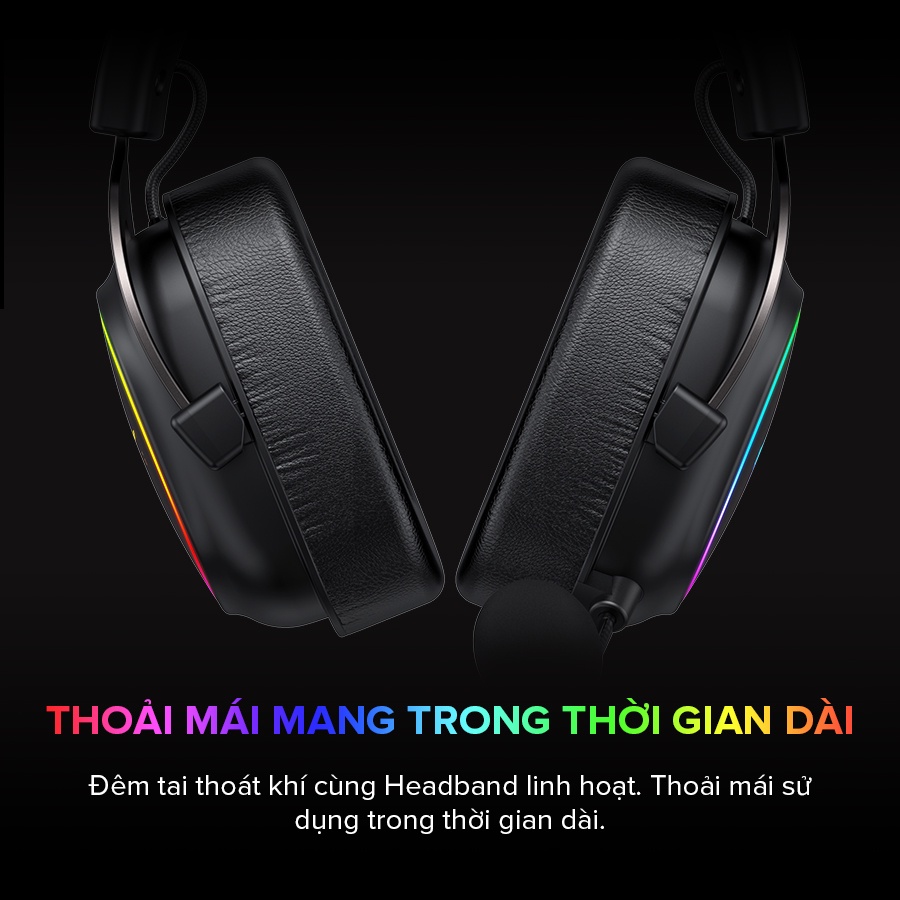 Tai Nghe Gaming Headphone HAVIT H2002P, Driver 53mm, Đèn RGB 36 Màu, Giả Lập 7.1 - Chính Hãng BH 12 Tháng Dizigear