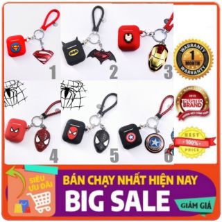 Bao / Ốp / Case Airpods silicone có Logo Marvel và Móc Khoá MS16