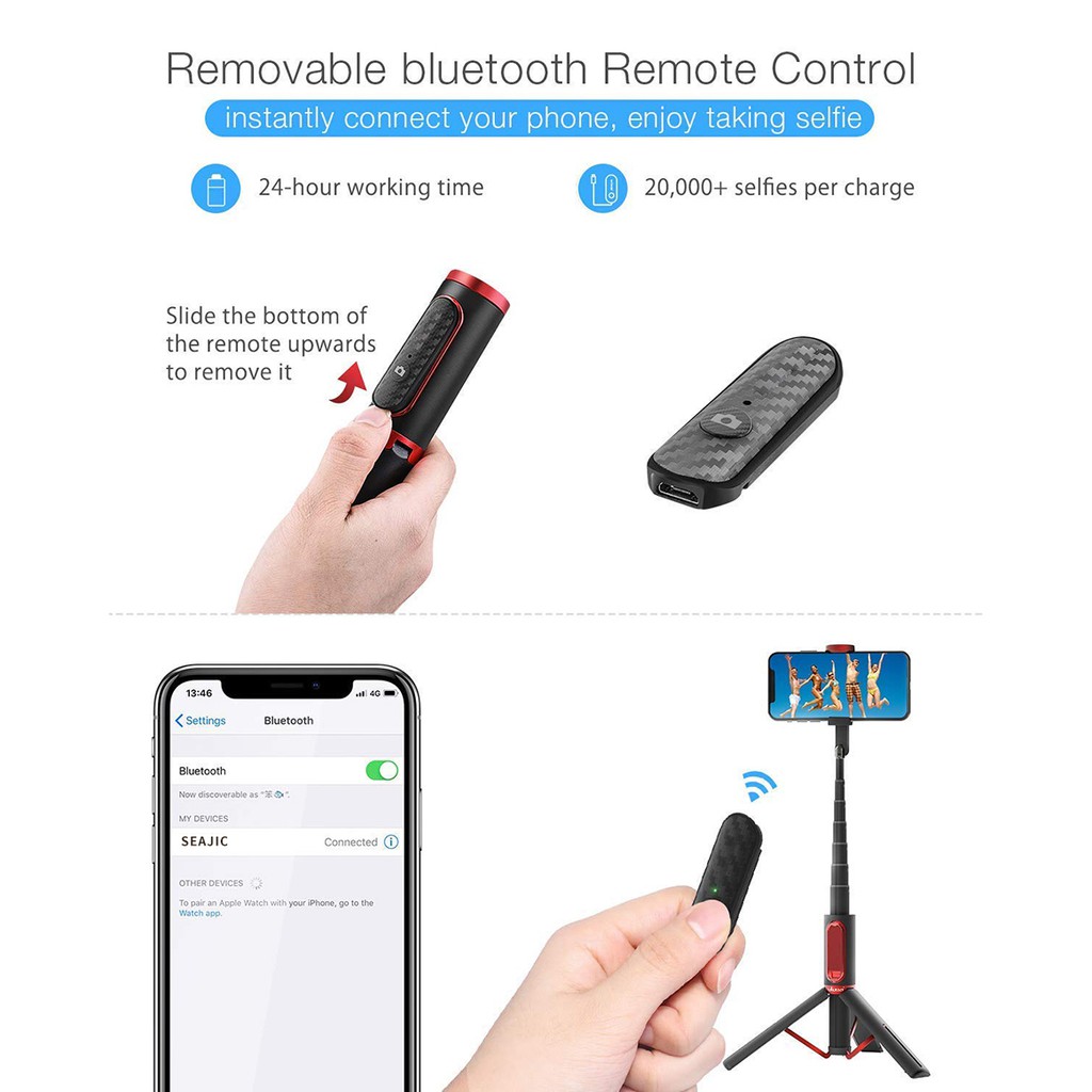 Gậy Chụp Ảnh Selfie Meiying 202 Xoay Được Kết Nối Bluetooth Cho Ios Android | BigBuy360 - bigbuy360.vn