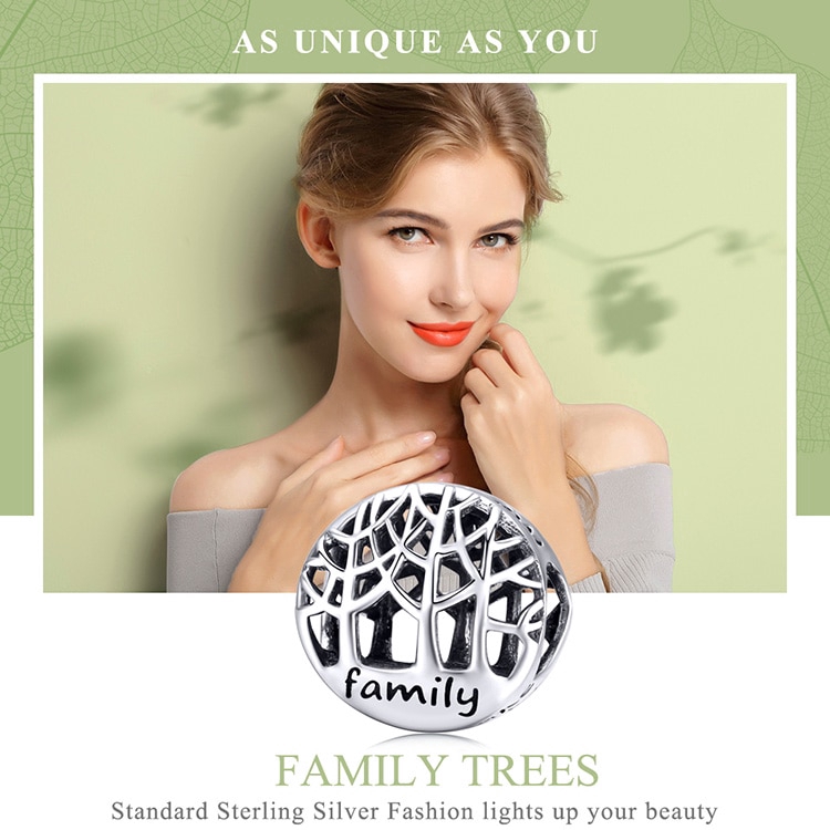 Hạt phụ kiện Bamoer bạc 925 hình cây sự sống trang trí vòng tay Diy thời trang