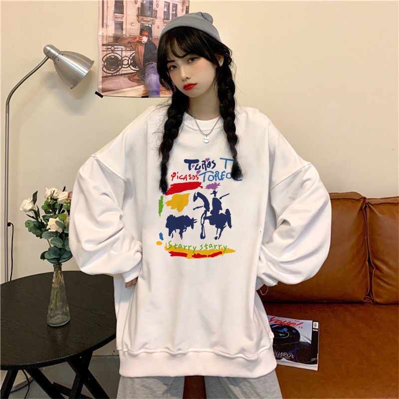 Áo Hoodie Mỏng Dáng Rộng In Họa Tiết Thời Trang Hàn Quốc 2022 Cho Nữ