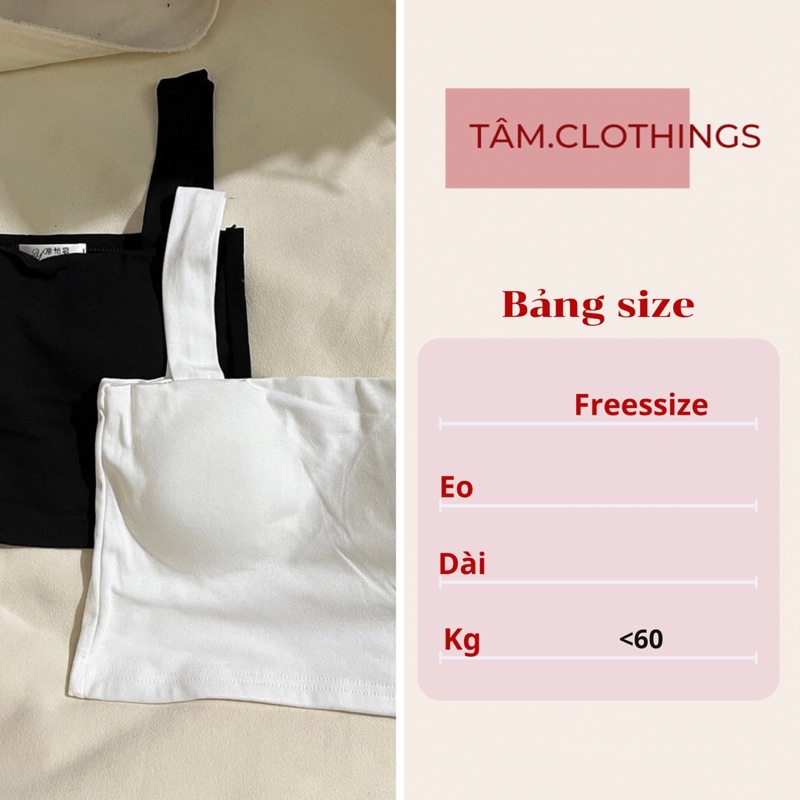 Áo croptop hai dây bản to có đệm ngưc chất bozip co giãn 4 chiều TÂM Clothings