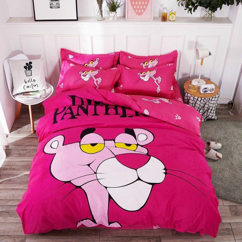 Trọn Bộ Chăn Ga Gối  Cotton Tina MẪU BÁO HỒNG.Siêu Cute Dễ Thương. Evily1990 Shop