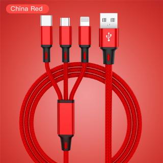 Dây cáp sạc 3 trong 1 có đầu Lightning / Micro USB/ Type C cho Iphone / Android