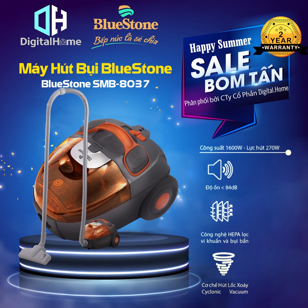 Máy Hút Bụi BlueStone VCB 8037, Dung Tích 1,5Lit, Bảo Hành Chính Hãng 2 Năm