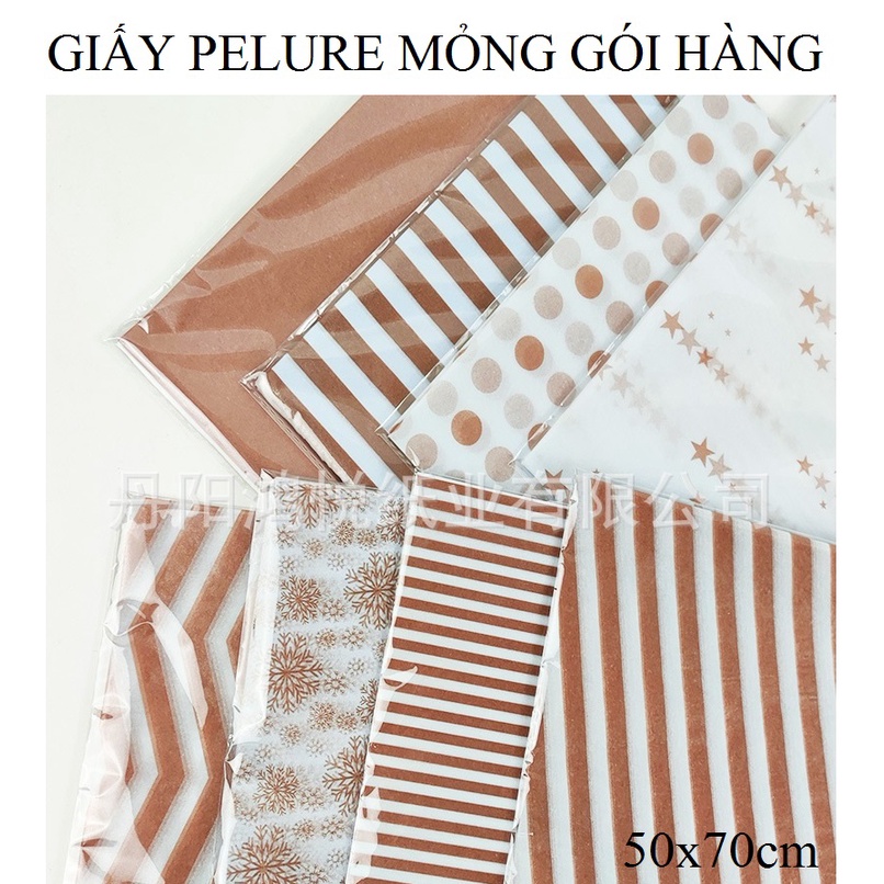 (50x70cm)-(10 TỜ) - Màu Đồng - Giấy Pelure Mỏng Gói Hàng Hóa, Chống Ẩm Tốt, In Họa Tiết Dễ Thương