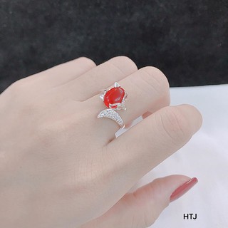 NHẪN HỒ LY BẠC ĐÁ PHONG THỦY