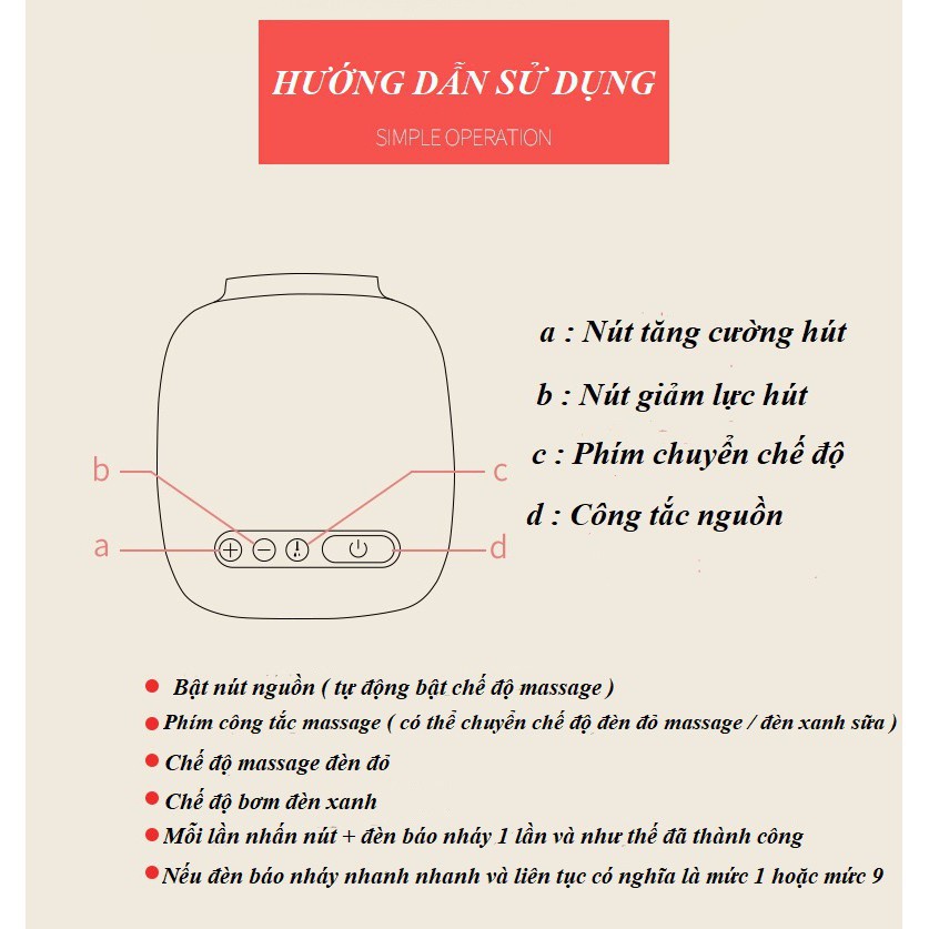 Máy hút sữa điện đơn MISUTA MST-0882 có thể điều chỉnh 9 mức độ hút có chế độ massage kích tiết sữa