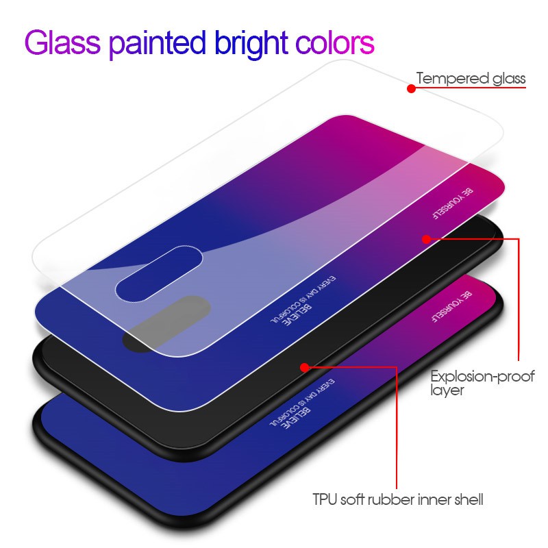 Ốp Điện Thoại Kính Cường Lực Màu Gradient Cho Oppo Reno Z A39 A57 F3 A77 F5 A73 A79 A5 A9 | BigBuy360 - bigbuy360.vn